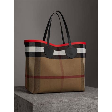 reversible tote burberry|Burberry checked canvas tote bag.